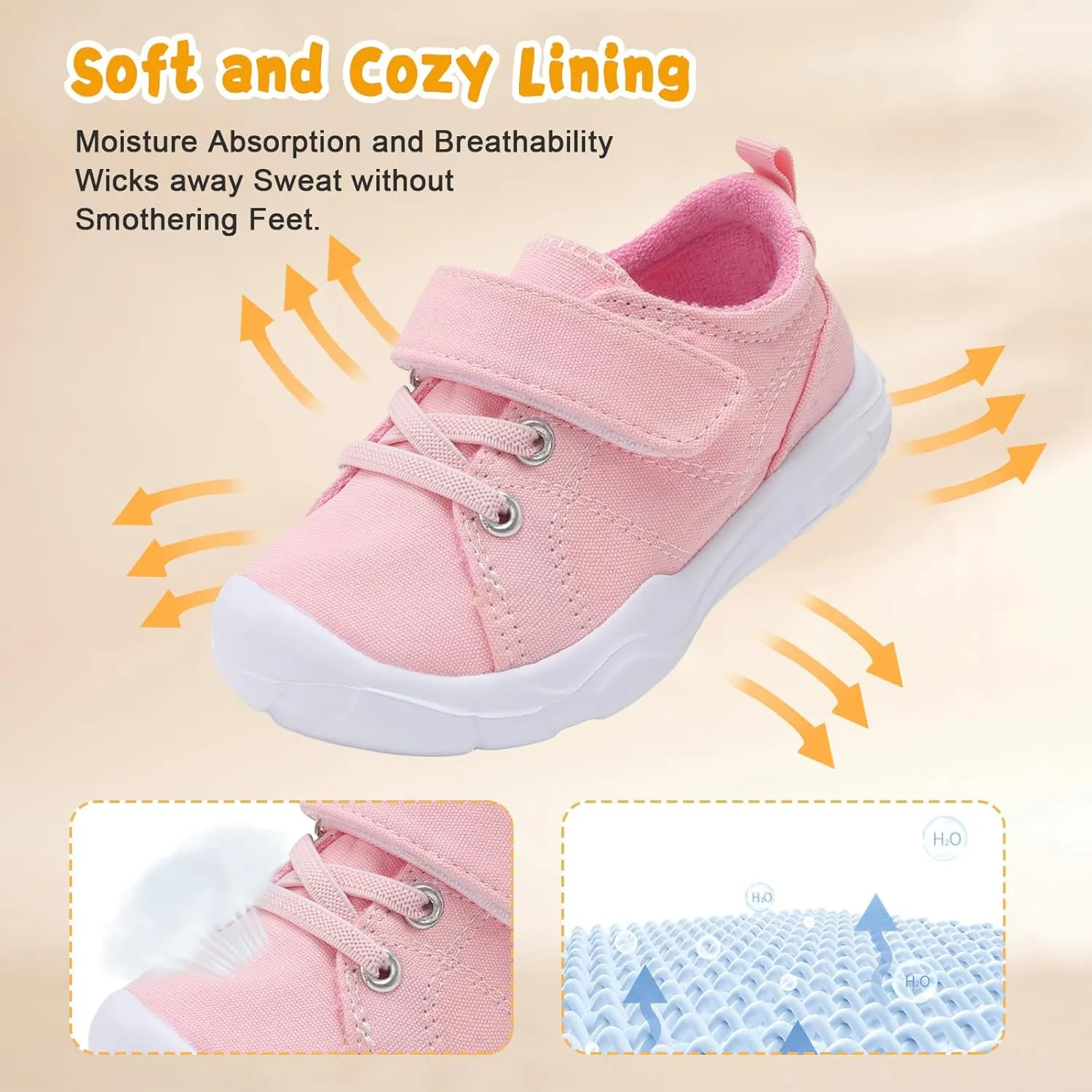 BARERUN Kids Canvas Shoes Running Shoes for Girls Boys Wide Toe Box Barefoot Toddler Sneakers Girls Boys School Shoes Non-Slip Toddler Tennis Shoes