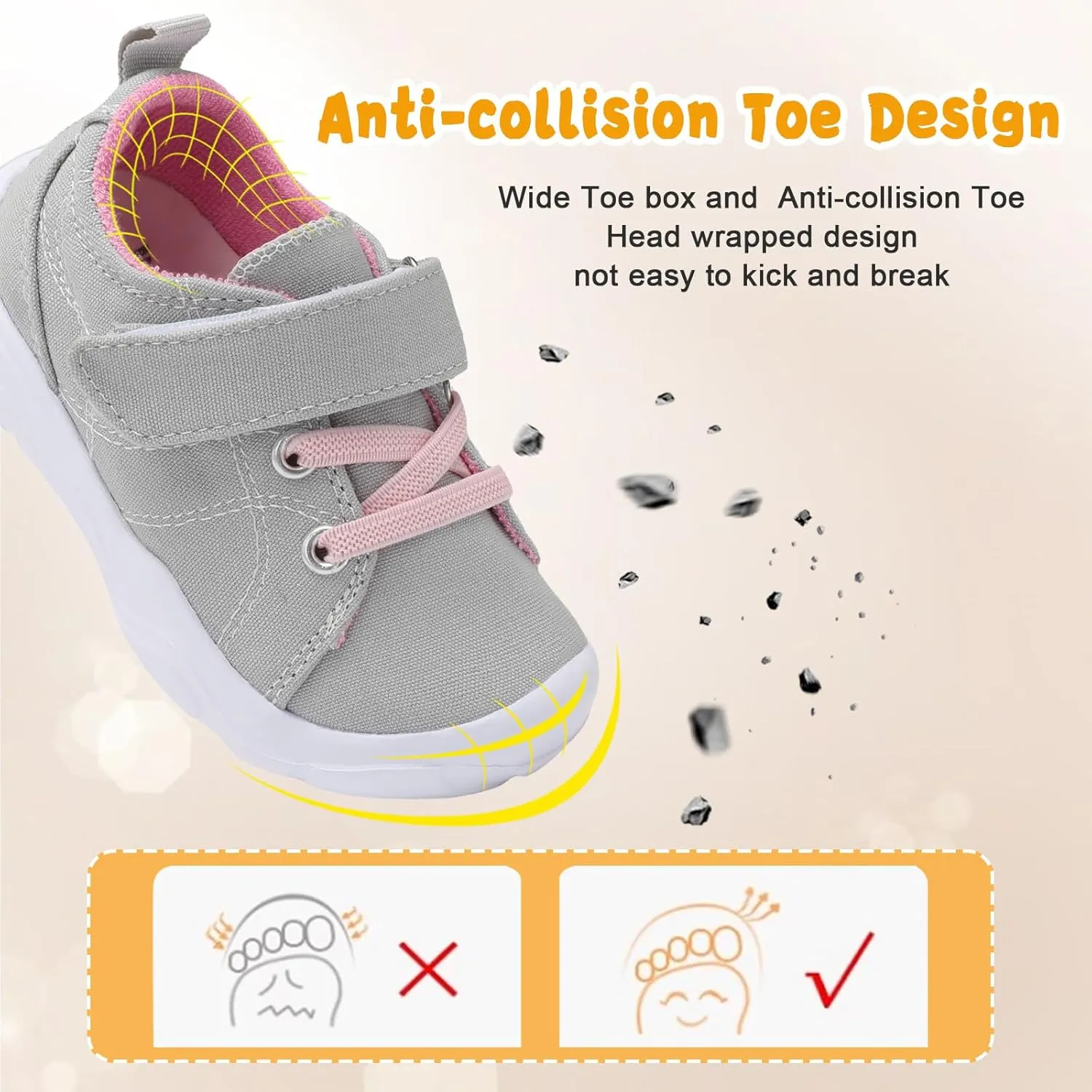 BARERUN Kids Canvas Shoes Running Shoes for Girls Boys Wide Toe Box Barefoot Toddler Sneakers Girls Boys School Shoes Non-Slip Toddler Tennis Shoes