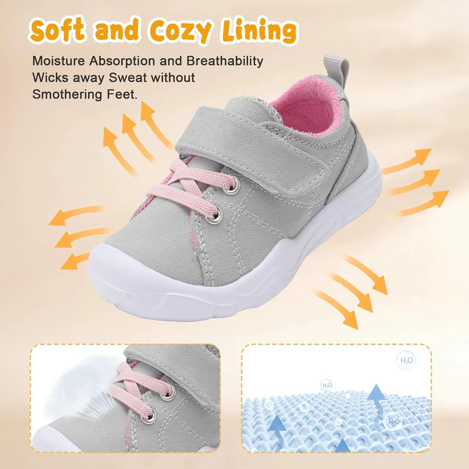 BARERUN Kids Canvas Shoes Running Shoes for Girls Boys Wide Toe Box Barefoot Toddler Sneakers Girls Boys School Shoes Non-Slip Toddler Tennis Shoes