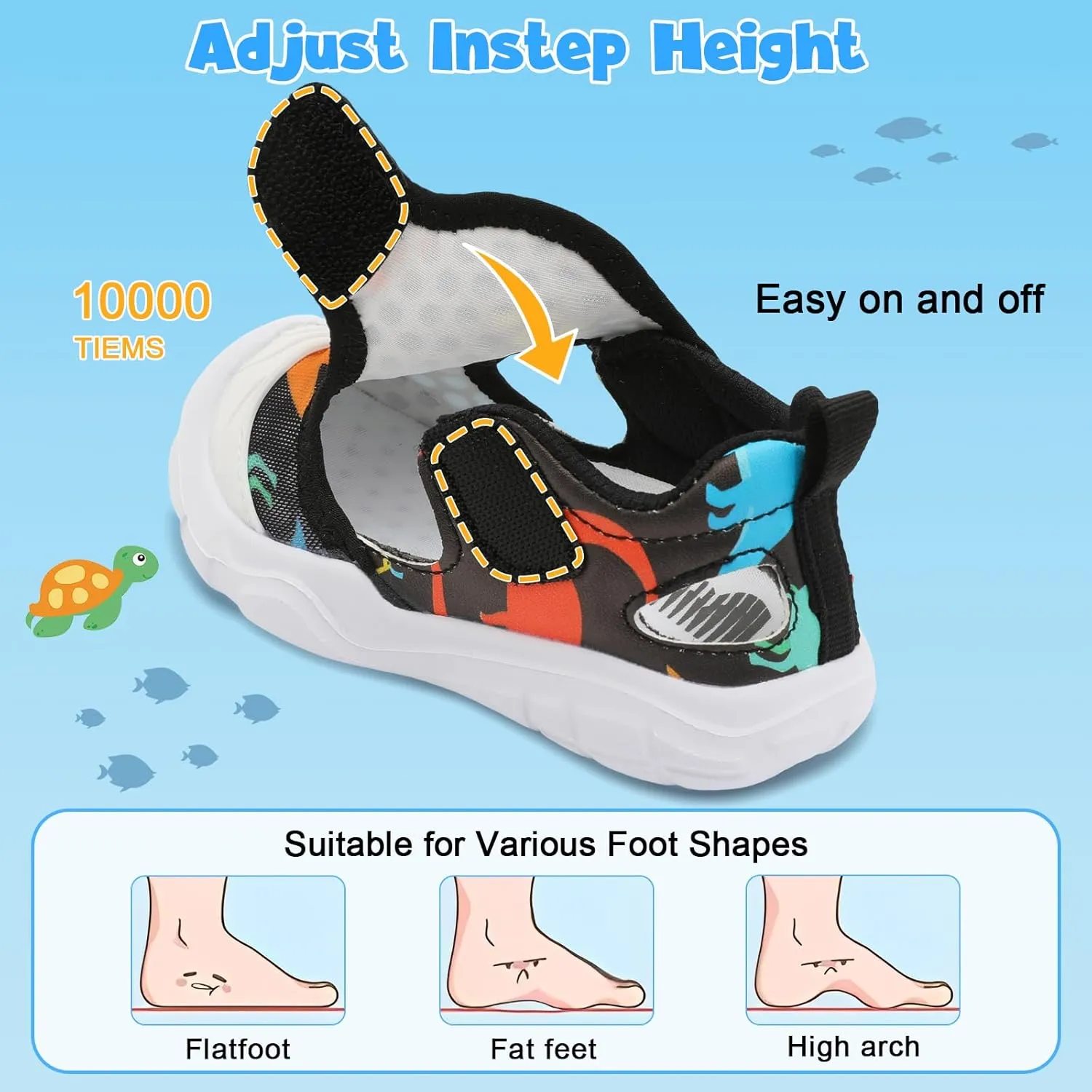 BARERUN Toddler Water Shoes Boys Girls Qucik Dry Breathable Kids Water Shoes Wide Adjustable Instep Water Sandals for Beach Swim Pool Non Slip Flexible Barefoot Sport Aqua Shoes