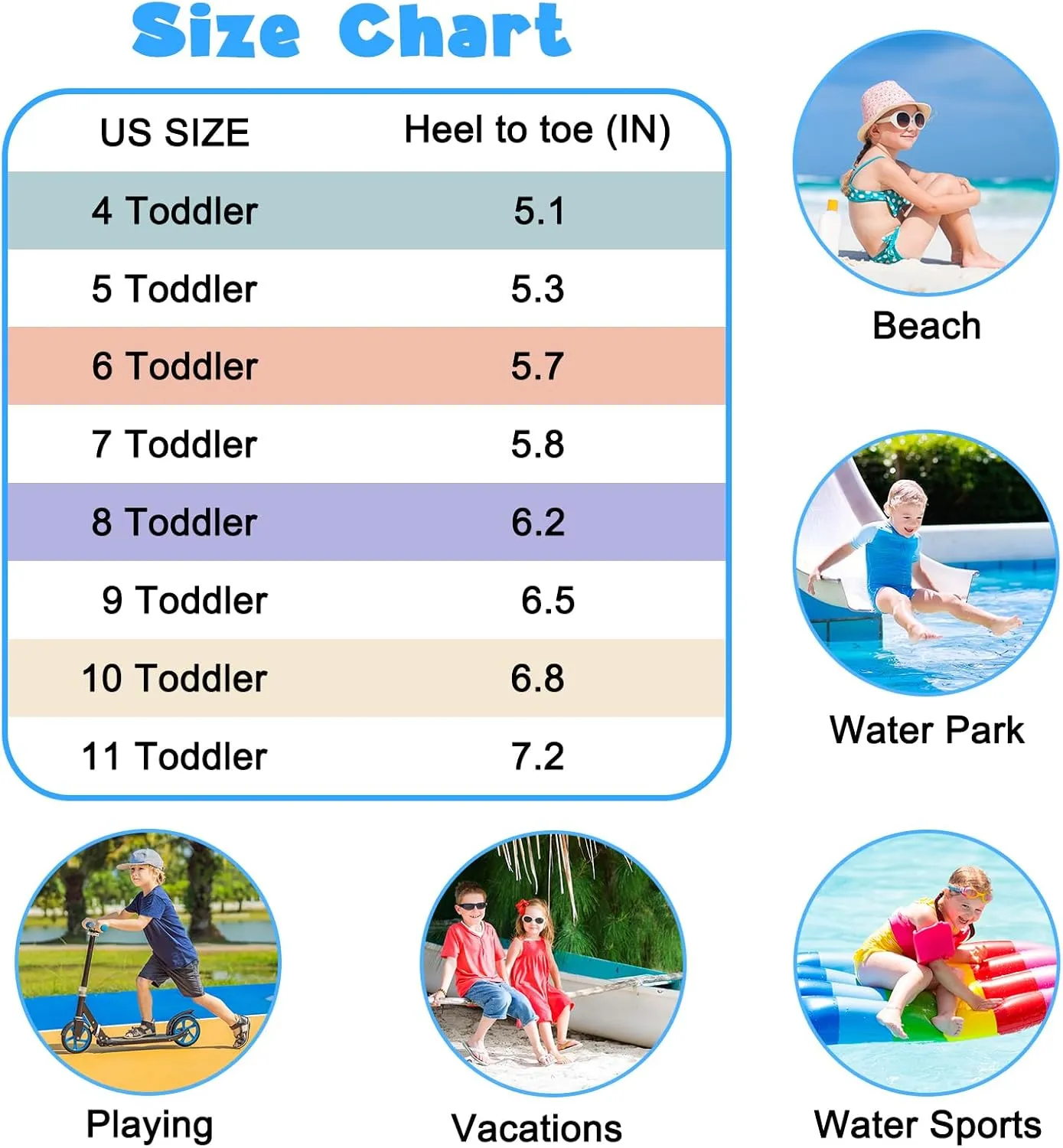 BARERUN Toddler Water Shoes Boys Girls Qucik Dry Breathable Kids Water Shoes Wide Adjustable Instep Water Sandals for Beach Swim Pool Non Slip Flexible Barefoot Sport Aqua Shoes