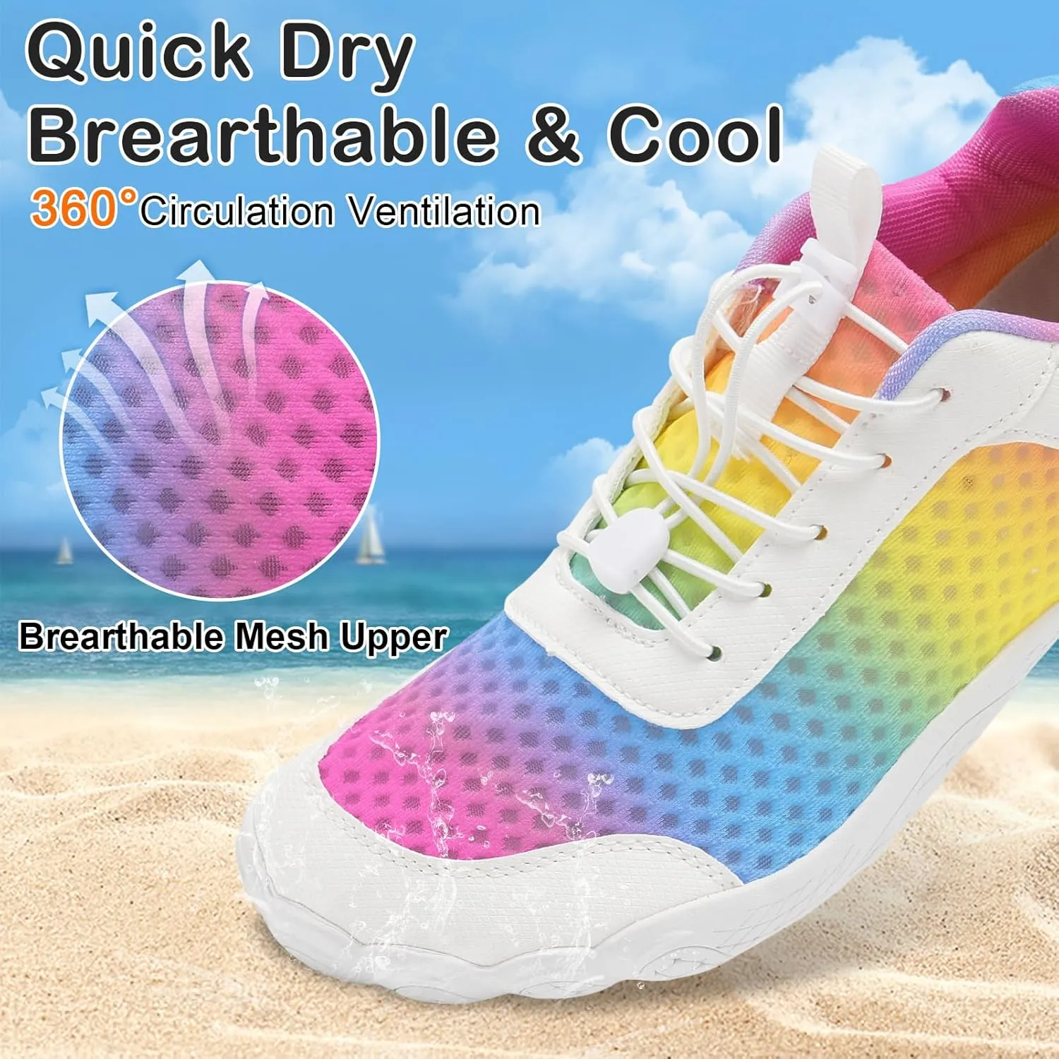 BARERUN Water Shoes Women Men Quick-Dry Wide Toe Athletic Hiking Water Sports Shoes Adjustable Zero Drop Barefoot Shoes for Beach Swim Kayaking Surfing Walking Training