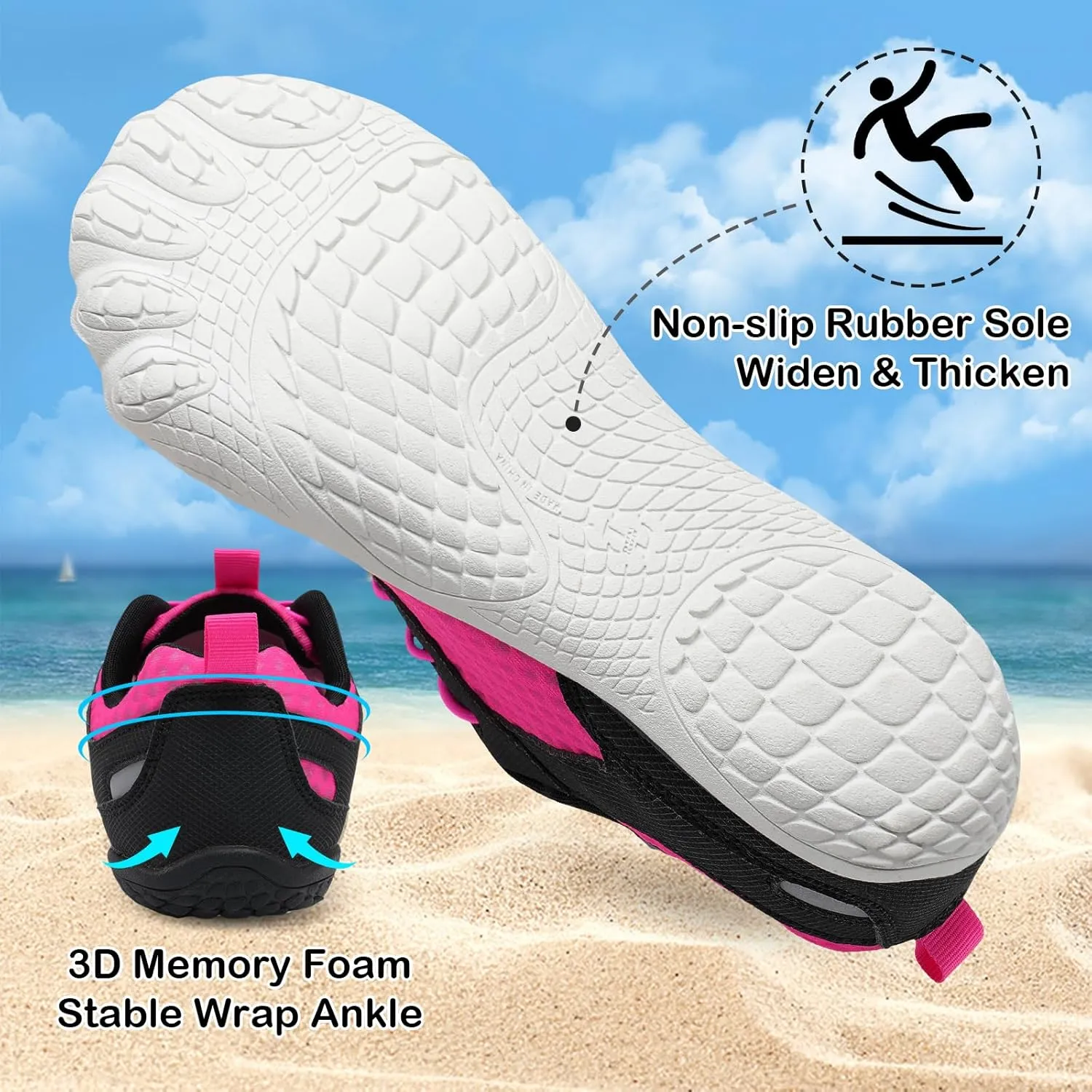 BARERUN Water Shoes Women Men Quick-Dry Wide Toe Athletic Hiking Water Sports Shoes Adjustable Zero Drop Barefoot Shoes for Beach Swim Kayaking Surfing Walking Training