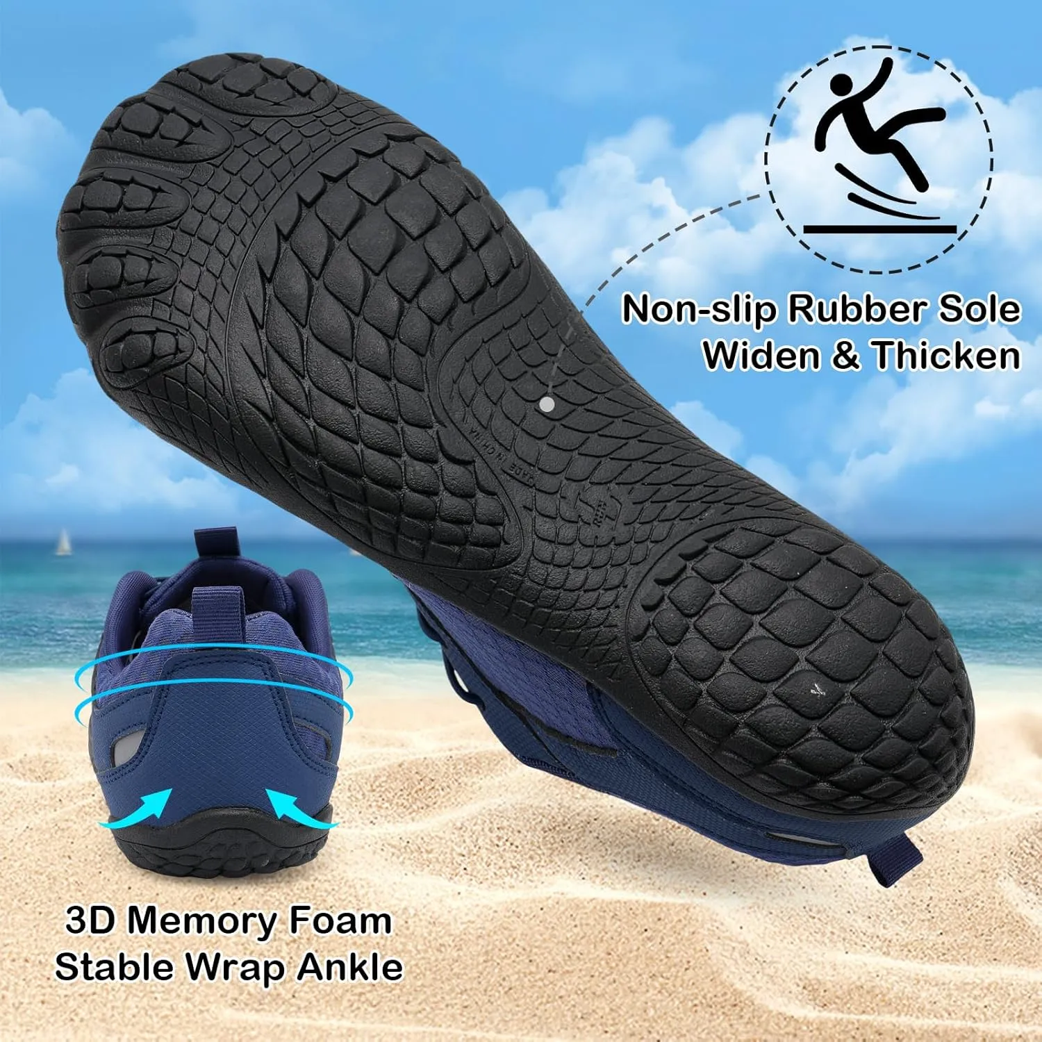 BARERUN Water Shoes Women Men Quick-Dry Wide Toe Athletic Hiking Water Sports Shoes Adjustable Zero Drop Barefoot Shoes for Beach Swim Kayaking Surfing Walking Training