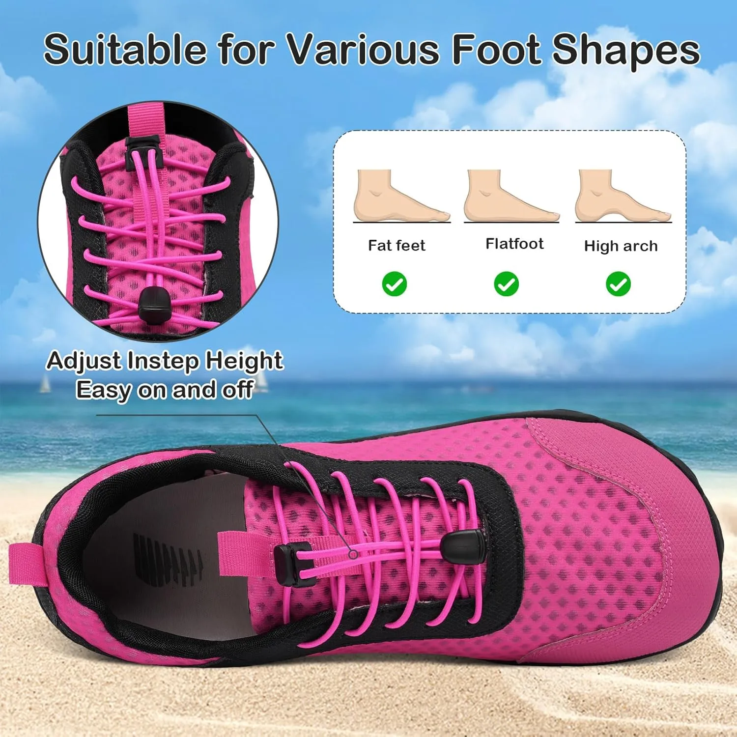 BARERUN Water Shoes Women Men Quick-Dry Wide Toe Athletic Hiking Water Sports Shoes Adjustable Zero Drop Barefoot Shoes for Beach Swim Kayaking Surfing Walking Training
