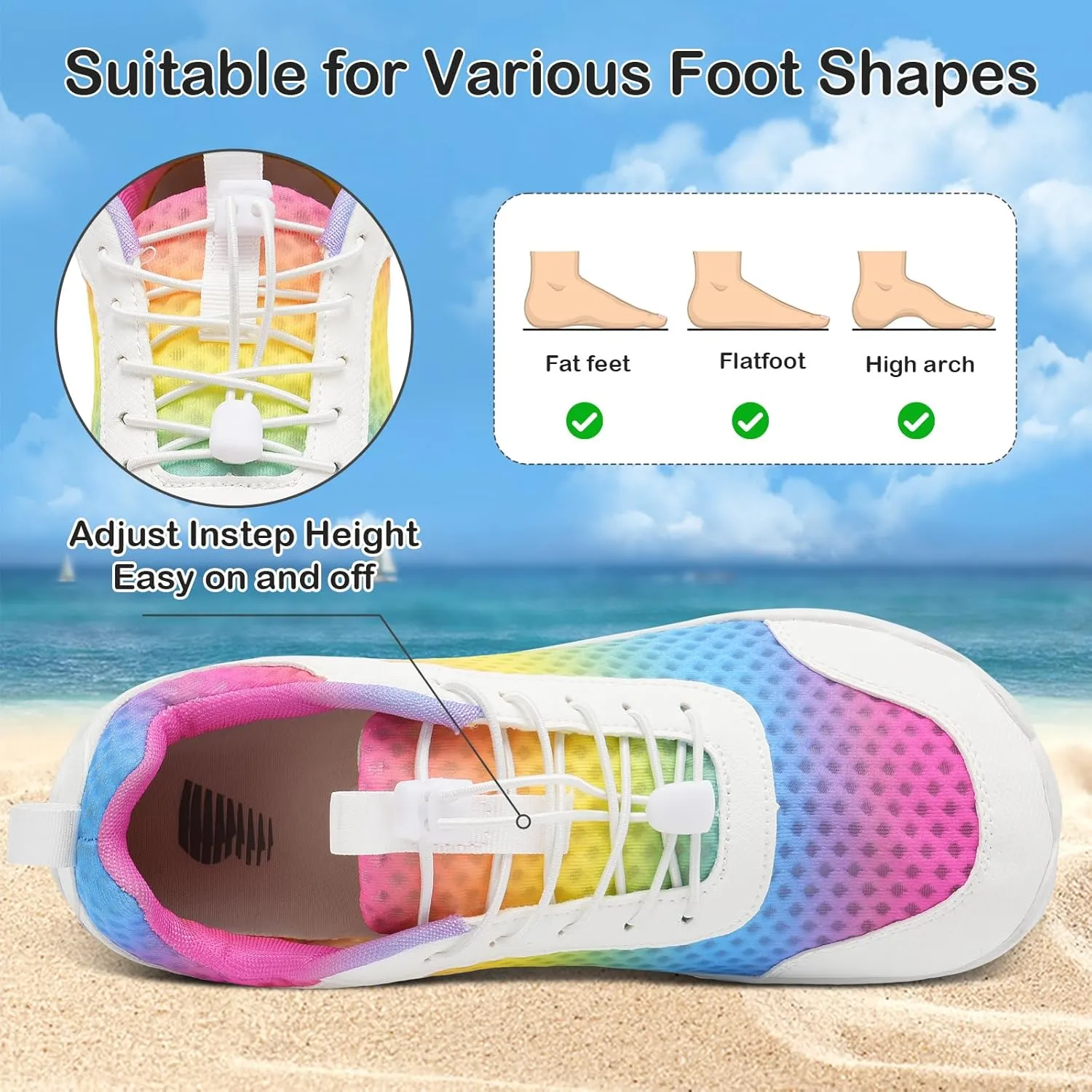 BARERUN Water Shoes Women Men Quick-Dry Wide Toe Athletic Hiking Water Sports Shoes Adjustable Zero Drop Barefoot Shoes for Beach Swim Kayaking Surfing Walking Training