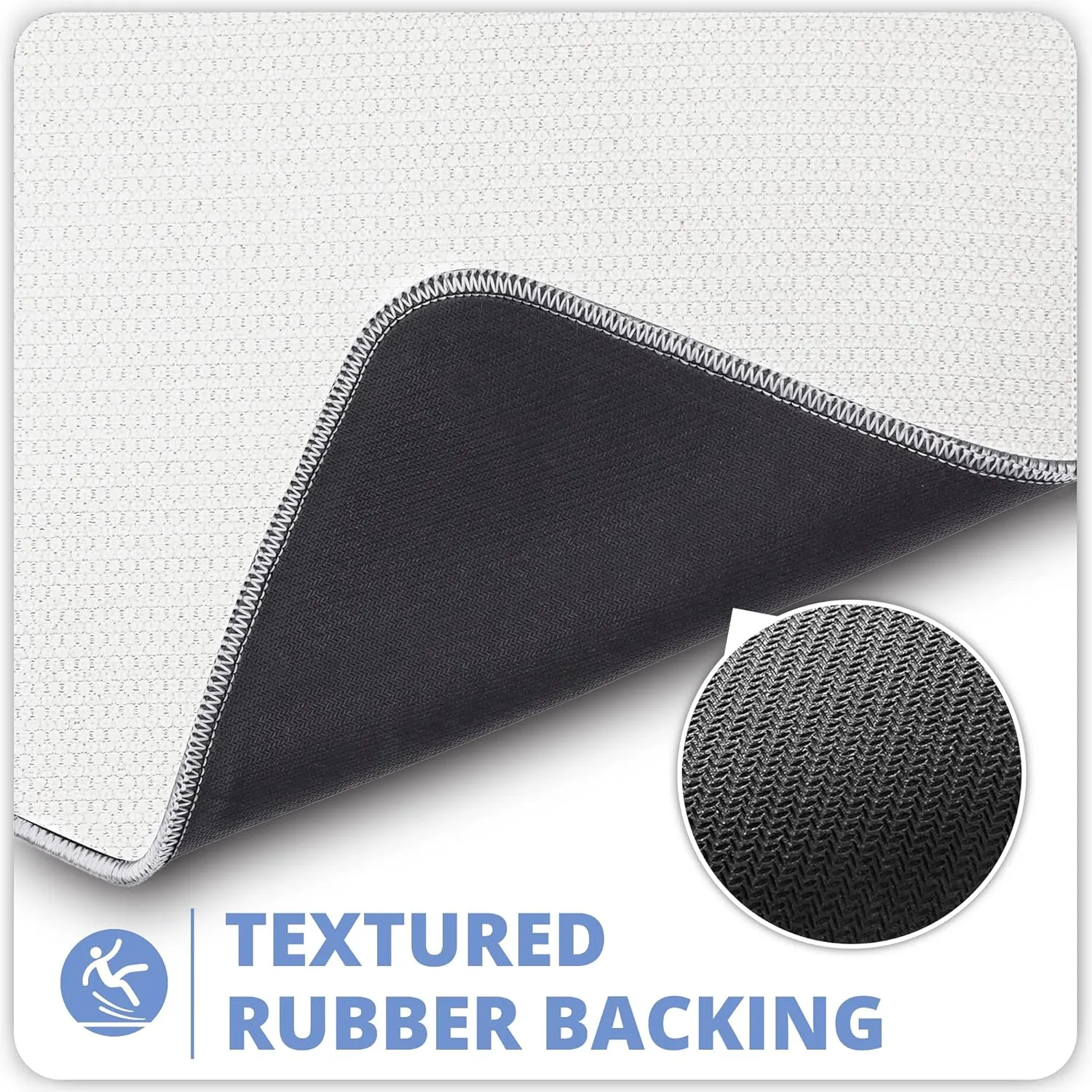 Bath Mat,Ultra Thin Bathroom Rugs,Rubber Bath Mats for Bathroom Non Slip Quick Dry Washable Fit Under Door,Absorbent,Bath Rugs Outside Shower,Sink(White,17''x27'')