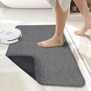 Bath Mat,Ultra Thin Bathroom Rugs,Rubber Bath Mats for Bathroom,Quick Dry,Non-Slip,Machine Washable,Fit Under Door,Absorbent Bath Rugs,Shower Outside,Sink,Home Decor Accessories.(Dark Grey,17''x27'')