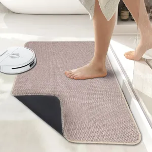 Bath Mat,Ultra Thin Bathroom Rugs,Rubber Bath Mats for Bathroom,Quick Dry,Non-Slip,Machine Washable,Fit Under Door,Super Absorbent Bath Rugs Floor,Shower Outside,Sink.(Beige,20''x32'')
