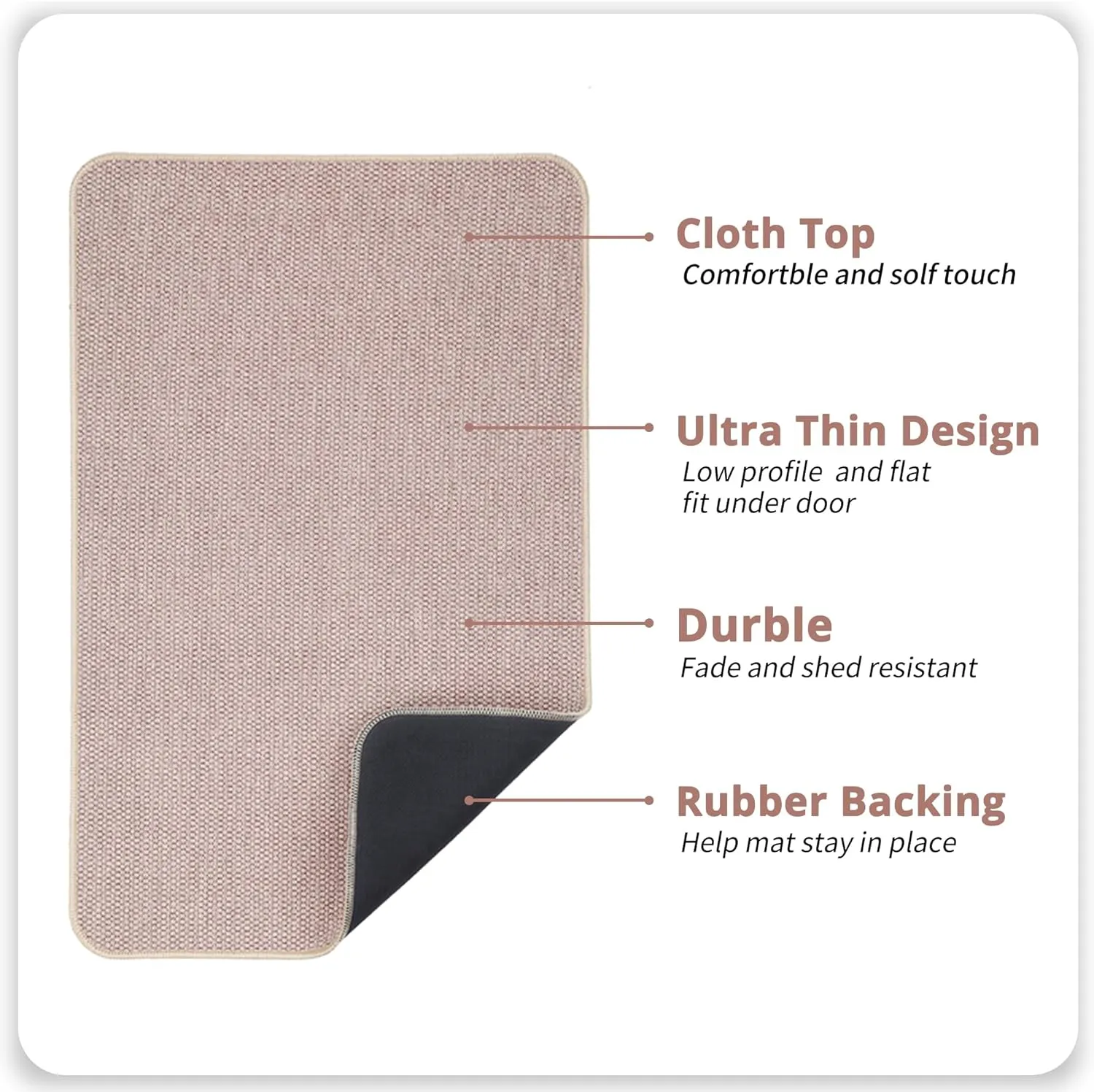 Bath Mat,Ultra Thin Bathroom Rugs,Rubber Bath Mats for Bathroom,Quick Dry,Non-Slip,Machine Washable,Fit Under Door,Super Absorbent Bath Rugs Floor,Shower Outside,Sink.(Beige,20''x32'')