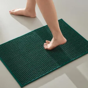 Bathroom Rugs Non Slip Washable, Super Absorbent Thin Bath Mat Small Quick Dry Low Pile Bathroom Rug, Dark Green 16"x24"