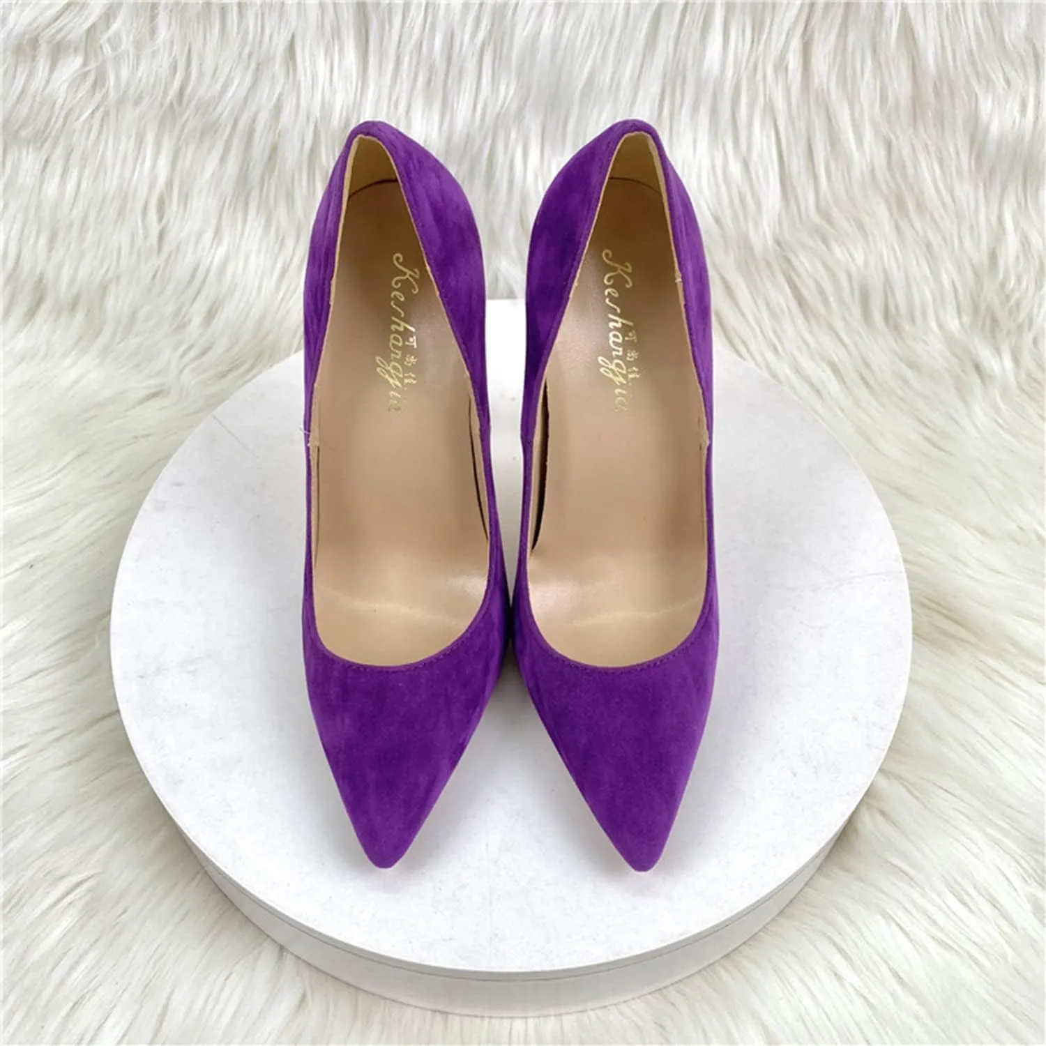 bbruriy Women's Classic & Sexy Pointed Toe Slip on Pumps with 4.7" Stiletto High Heels Suede Lady Casual Wedding Dress Party Prom Shoes
