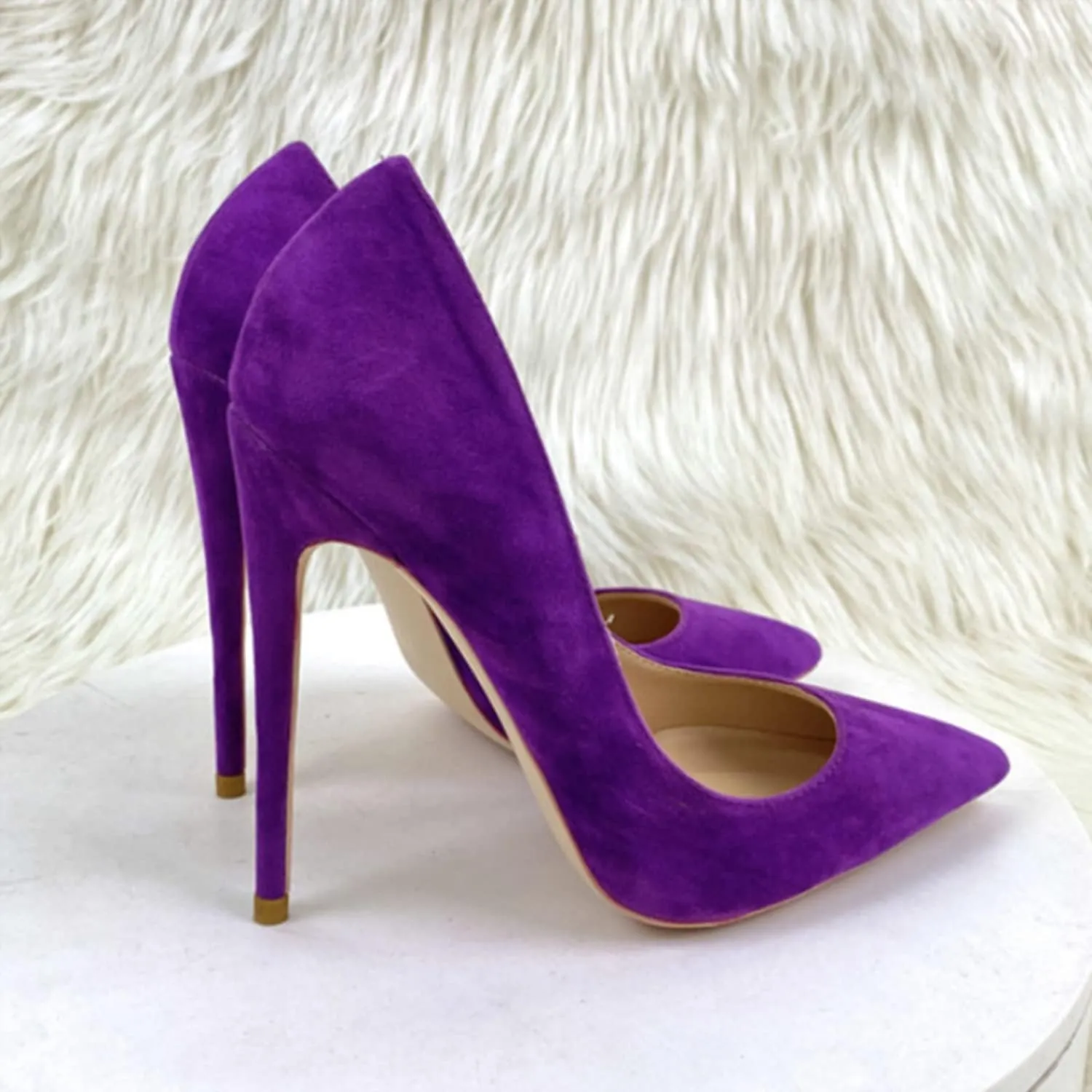 bbruriy Women's Classic & Sexy Pointed Toe Slip on Pumps with 4.7" Stiletto High Heels Suede Lady Casual Wedding Dress Party Prom Shoes