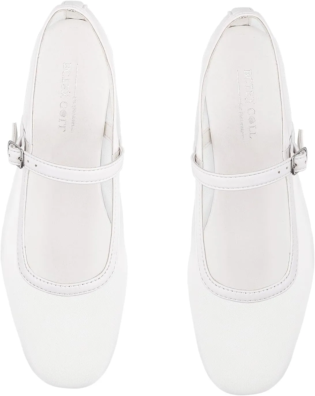 BCTEX COLL Mesh Ballet Flats Mary-Jane Ballerina Flats Square Toe Dressy Casual Shoes with Buckle Strap