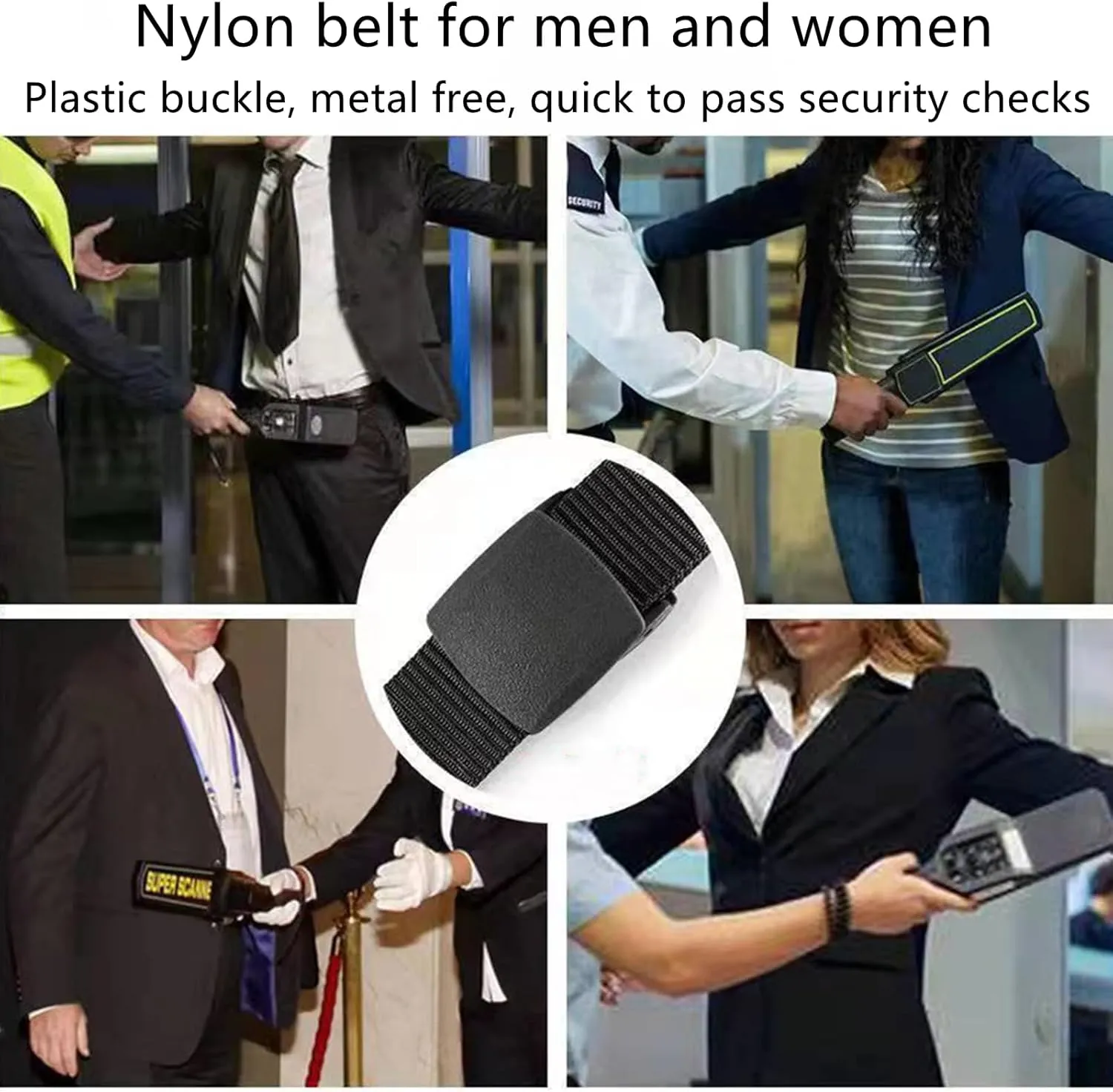 Belts for Men Women Plus Size Nylon Tactical Work Belt with Plastic Buckle, 2 Pack