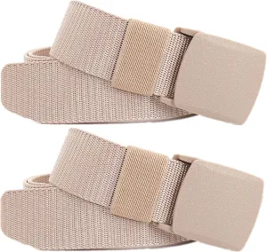 Belts for Men Women Plus Size Nylon Tactical Work Belt with Plastic Buckle, 2 Pack