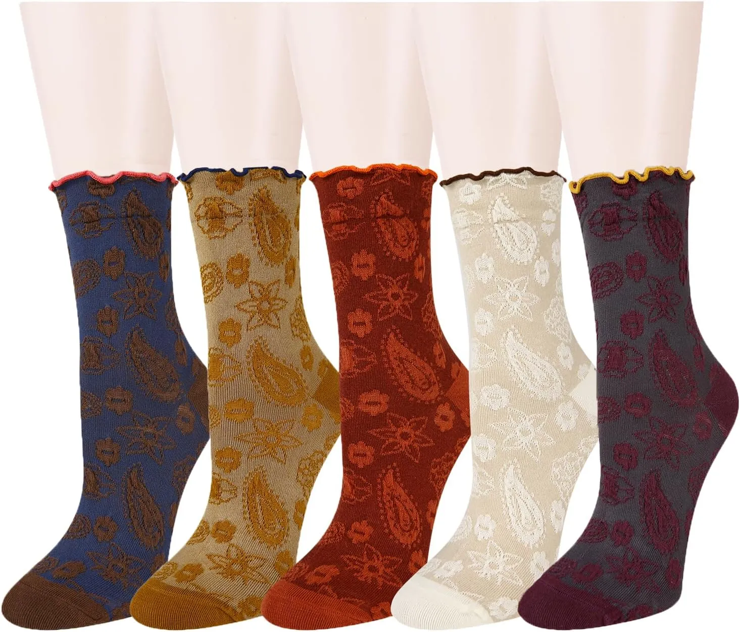 Benefeet Sox Womens Ruffle Socks Girls Cute Novelty Crew Socks Fancy Frilly Dress Sock Lettuce Trim Turn-Cuff High Ankle Sock