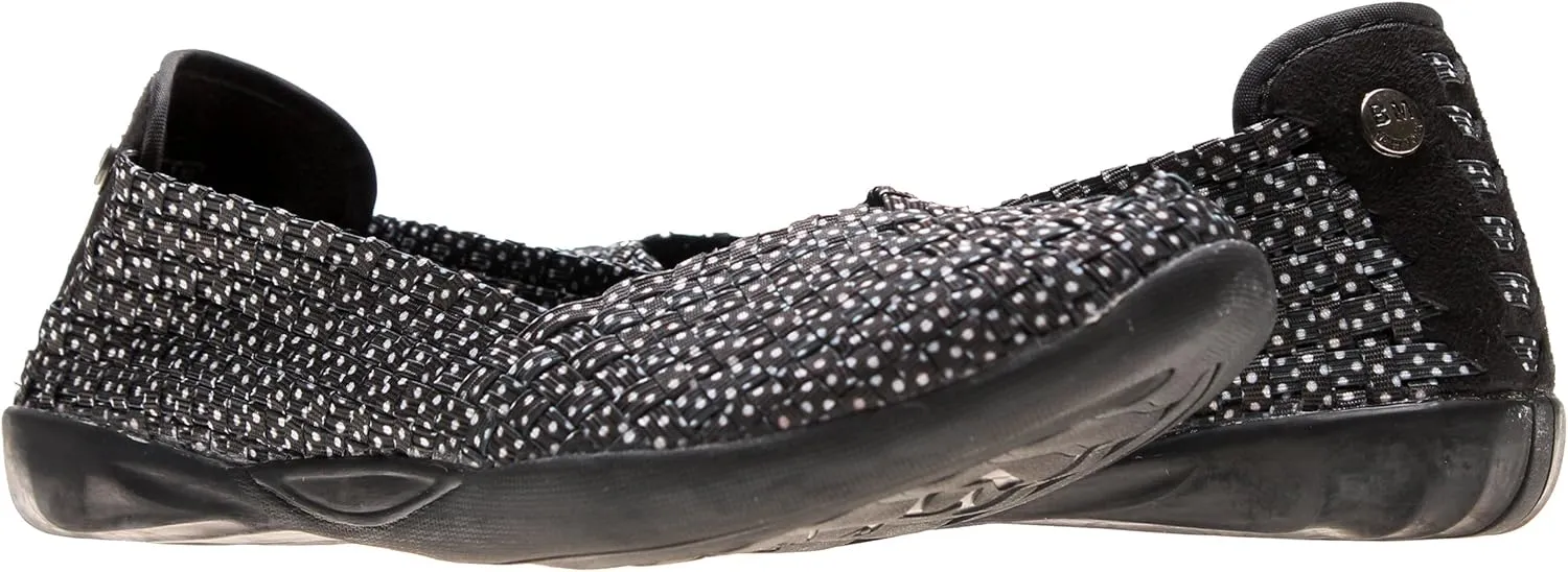 Bernie Mev Women's Braided Catwalk Black Polka Dot Flat