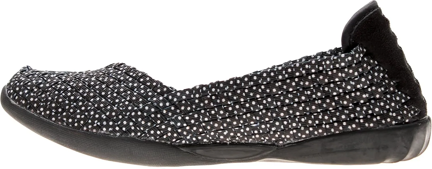 Bernie Mev Women's Braided Catwalk Black Polka Dot Flat