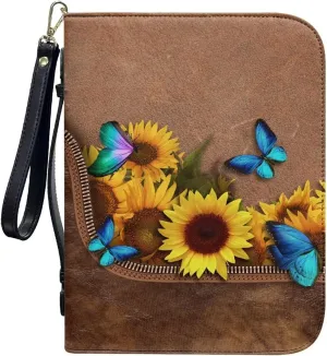 Bible Cover for Women Leather Bible Case with Black Ribbon Personalized Bible Study Supply Carrying Bag Tote