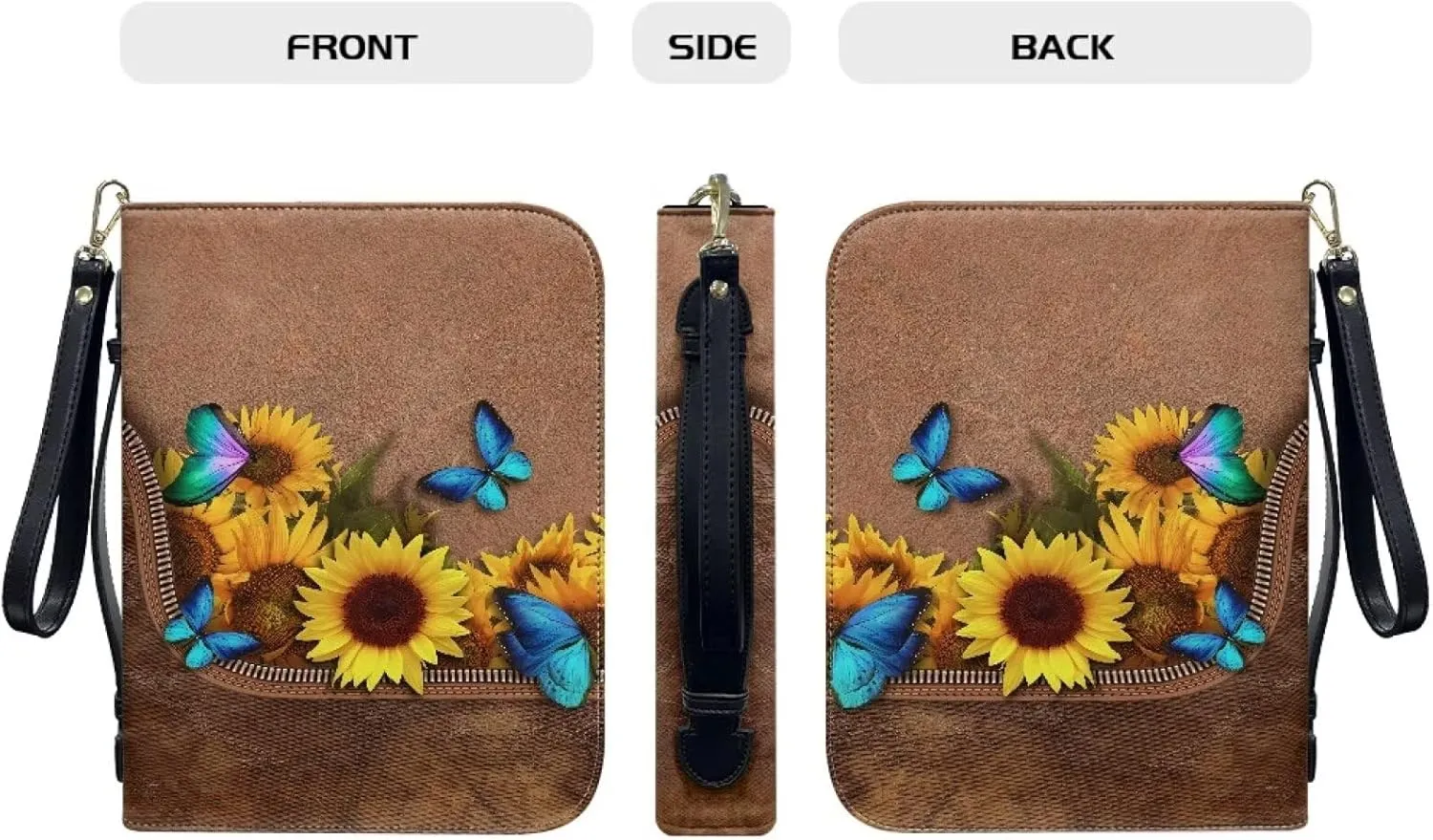 Bible Cover for Women Leather Bible Case with Black Ribbon Personalized Bible Study Supply Carrying Bag Tote