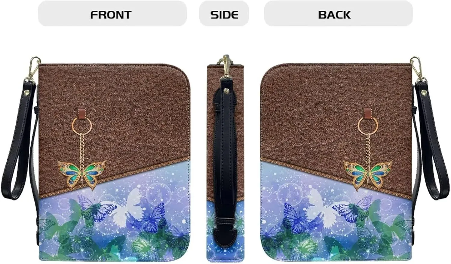 Bible Cover for Women Leather Bible Case with Black Ribbon Personalized Bible Study Supply Carrying Bag Tote