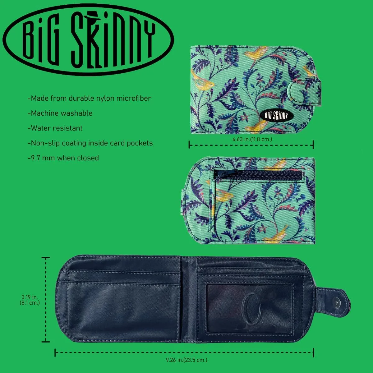 Big Skinny Women's Taxicat Bi-Fold Slim Wallet, Holds Up to 25 Cards