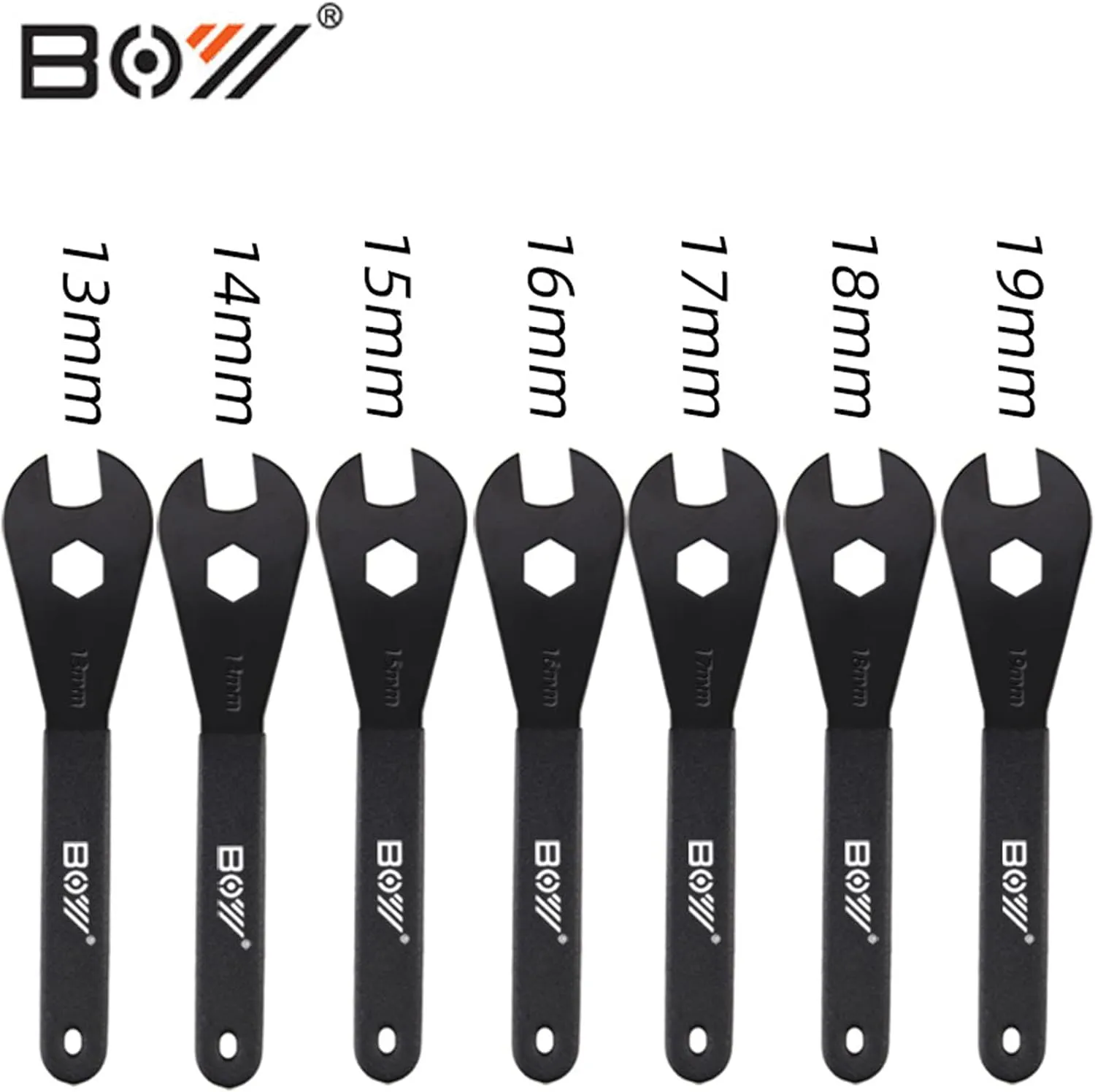 Bike Cone Wrench Set Tool (13, 14, 15, 16, 17, 18, 19mm) Bicycle Wheel Hub Axle Nut Install Remover Cycling Spanner
