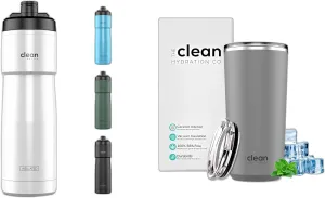 Bike Water Bottles | Insulated Bike Water Bottle | Easy Clean Nozzle, Easy Squeeze |Gym Sport Bottle, White, Sport 23   Clean Hydration Insulated Coffee Tumbler, Travel Mug 20 Oz, Grey