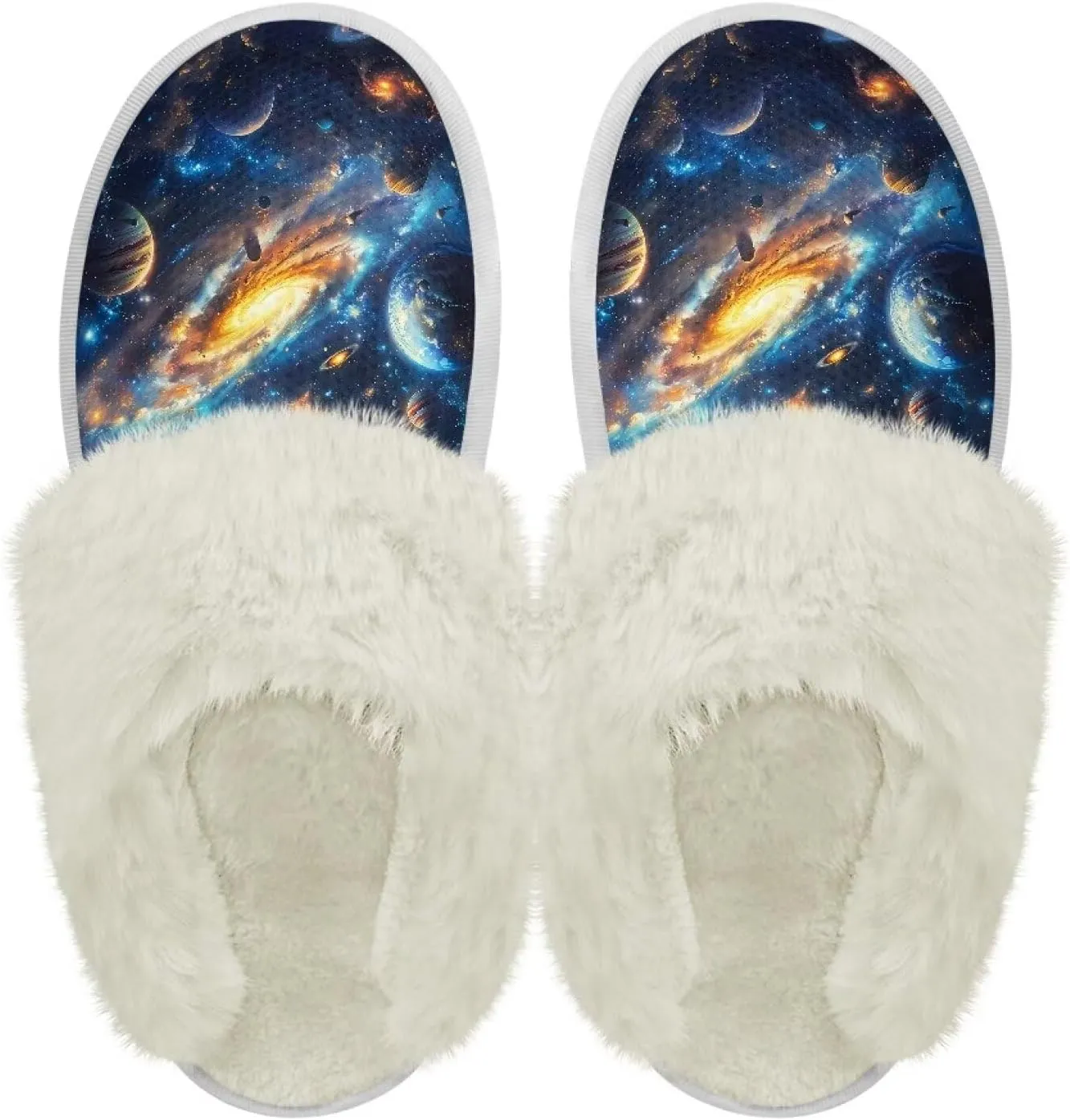Binienty Women Bedroom Slippers Retro Winter Fuzzy Slippers Memory Foam Non-Slip Thin-Soled