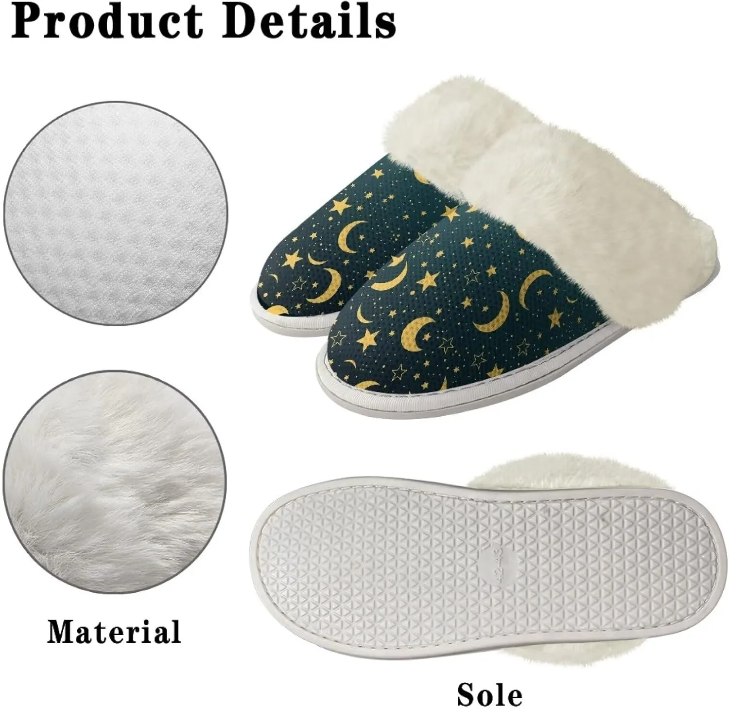 Binienty Women Bedroom Slippers Retro Winter Fuzzy Slippers Memory Foam Non-Slip Thin-Soled