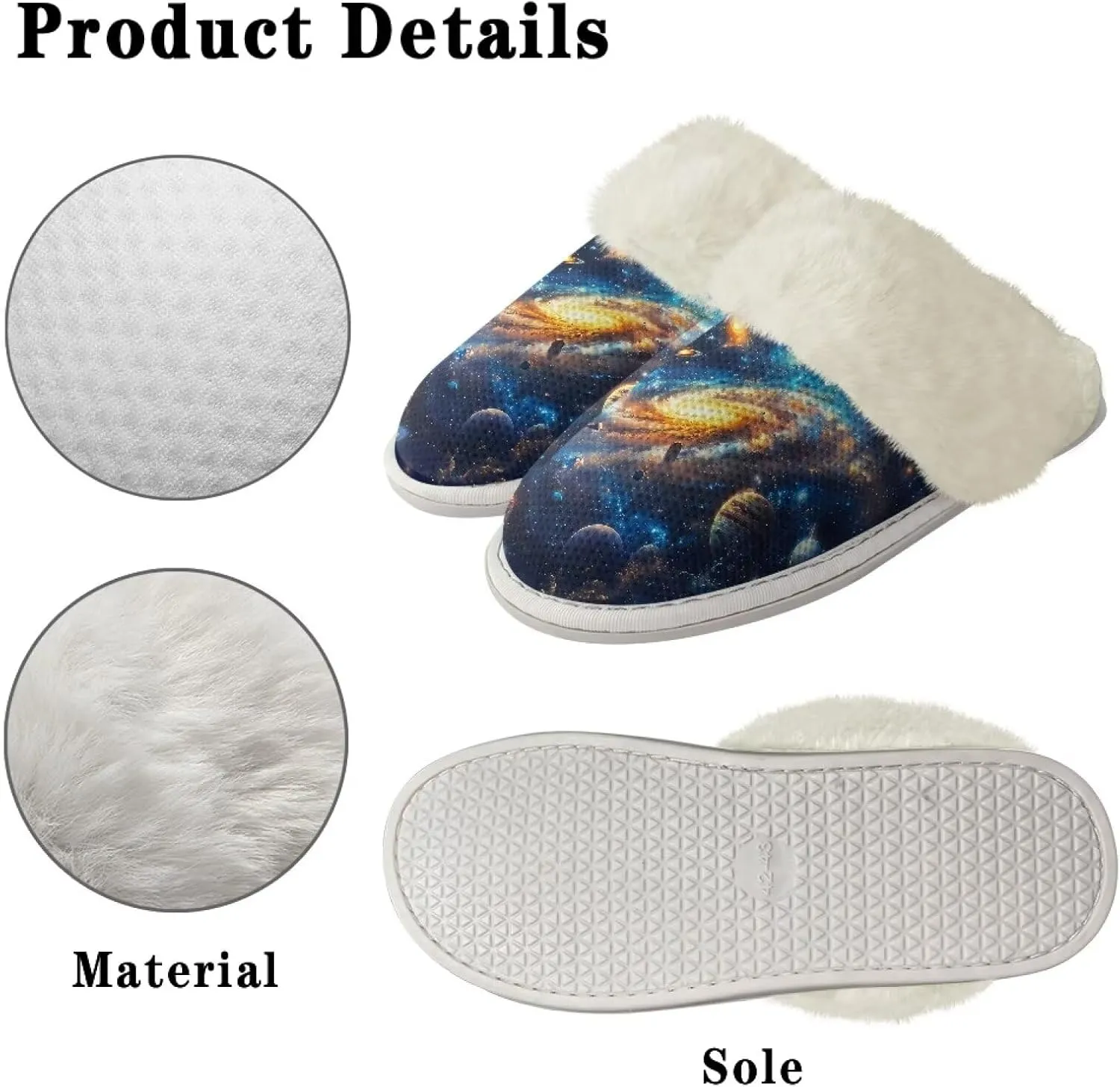 Binienty Women Bedroom Slippers Retro Winter Fuzzy Slippers Memory Foam Non-Slip Thin-Soled