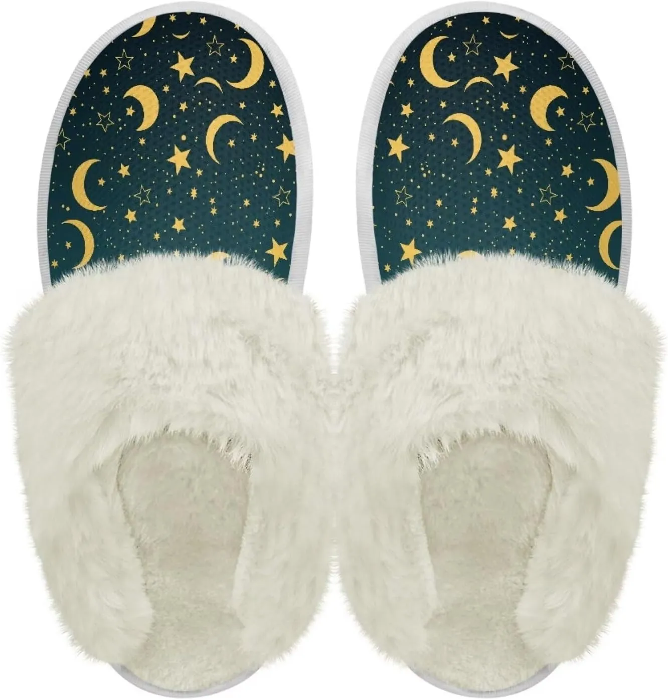 Binienty Women Bedroom Slippers Retro Winter Fuzzy Slippers Memory Foam Non-Slip Thin-Soled