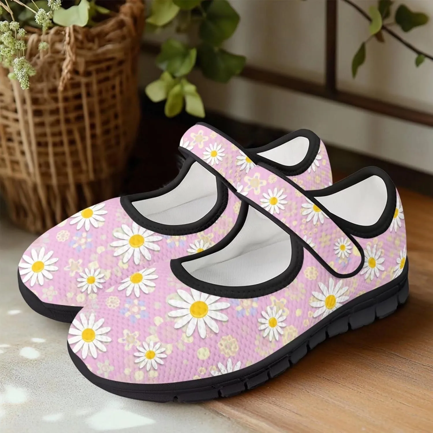 Binienty Womens Mary Jane Flats Cozy Soft Mesh Walking Sneaker Shoes with Ankle Strap Non Slip