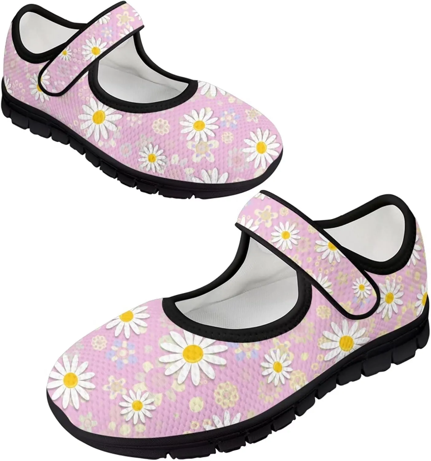 Binienty Womens Mary Jane Flats Cozy Soft Mesh Walking Sneaker Shoes with Ankle Strap Non Slip