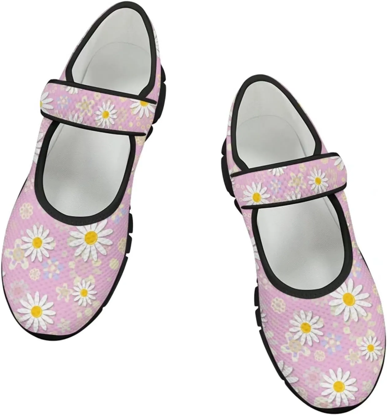 Binienty Womens Mary Jane Flats Cozy Soft Mesh Walking Sneaker Shoes with Ankle Strap Non Slip