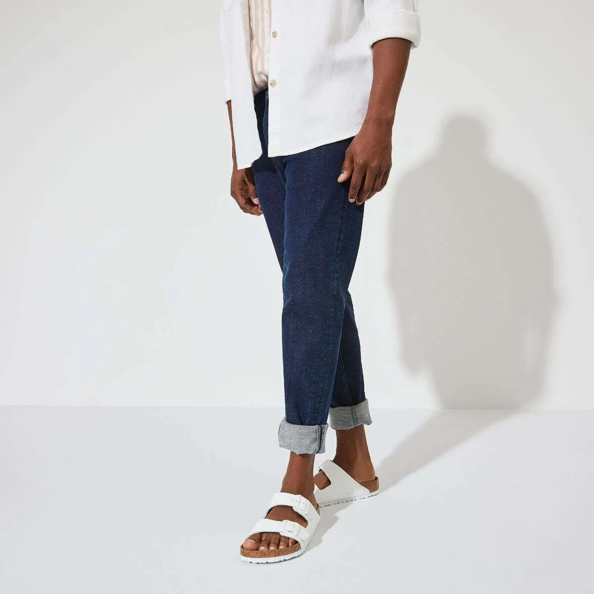 Birkenstock Arizona Natural Leather White Slide