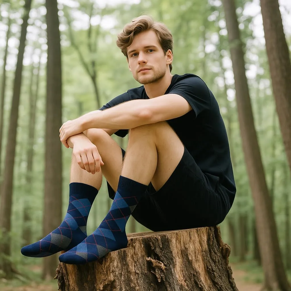 BISOUSOX Merino Wool Socks for Men, Smart Wool Socks Mens Thin Warm Black Dress Crew Long Tube Boot Socks Size 9-12
