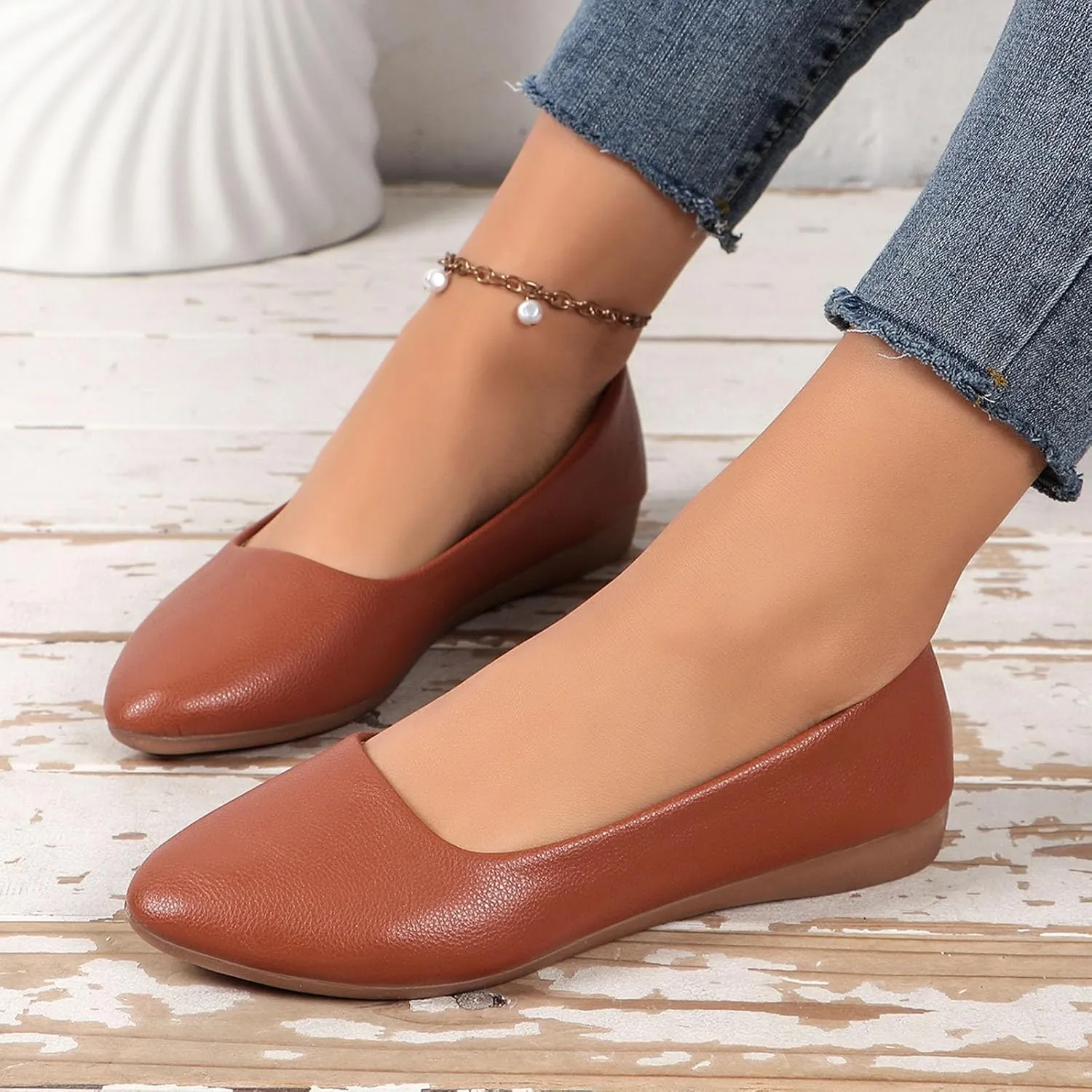Black Flats for Women Ladies Slip on Shoes Ballet Dressy Work Flats Simple Pure Colour Low Heel Flat Bottom Ballet Dressy Work Flats Loafers