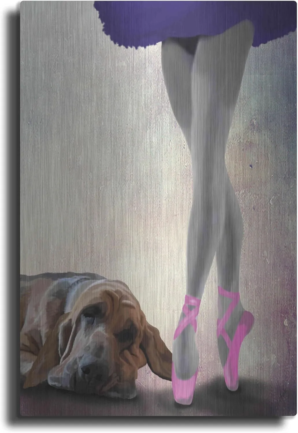 'Bloodhound And Ballet Dancer' by Fab Funky Metal Wall Art, 12"x16"