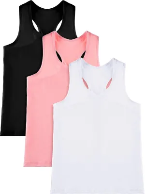 Boao 3 Pieces Girls Dance Tank Top Racerback Crop Tank Top Sleeveless Dance Outfit for Ballet Gymnastics Dancewear