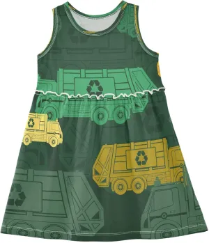 Boccsty Monochrome Garbage Trucks Girls Dress Kids Toddler Casual Dresses Summer Dresses 2T