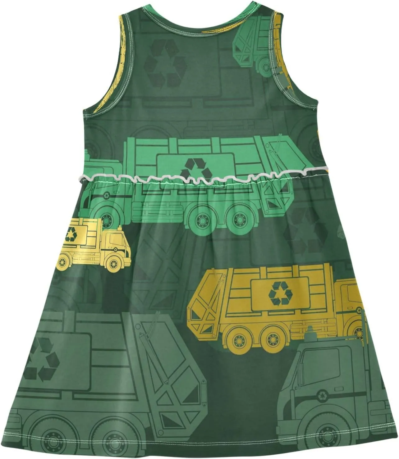 Boccsty Monochrome Garbage Trucks Girls Dress Kids Toddler Casual Dresses Summer Dresses 2T