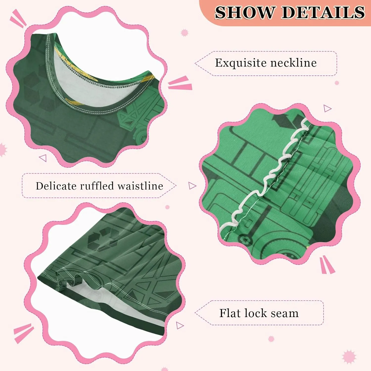 Boccsty Monochrome Garbage Trucks Girls Dress Kids Toddler Casual Dresses Summer Dresses 2T