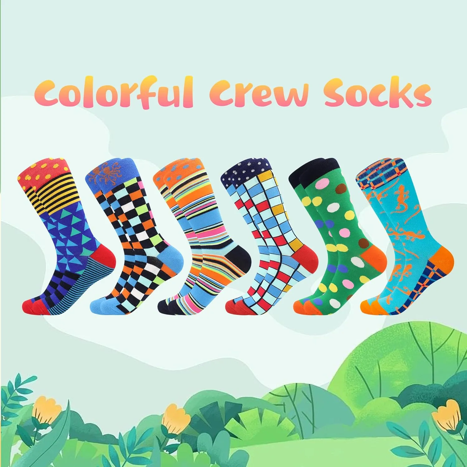 BONANGEL Fun Socks, Cool Cute Food Graphic Animal Novelty Crazy Funny Crew Dress Socks for Men