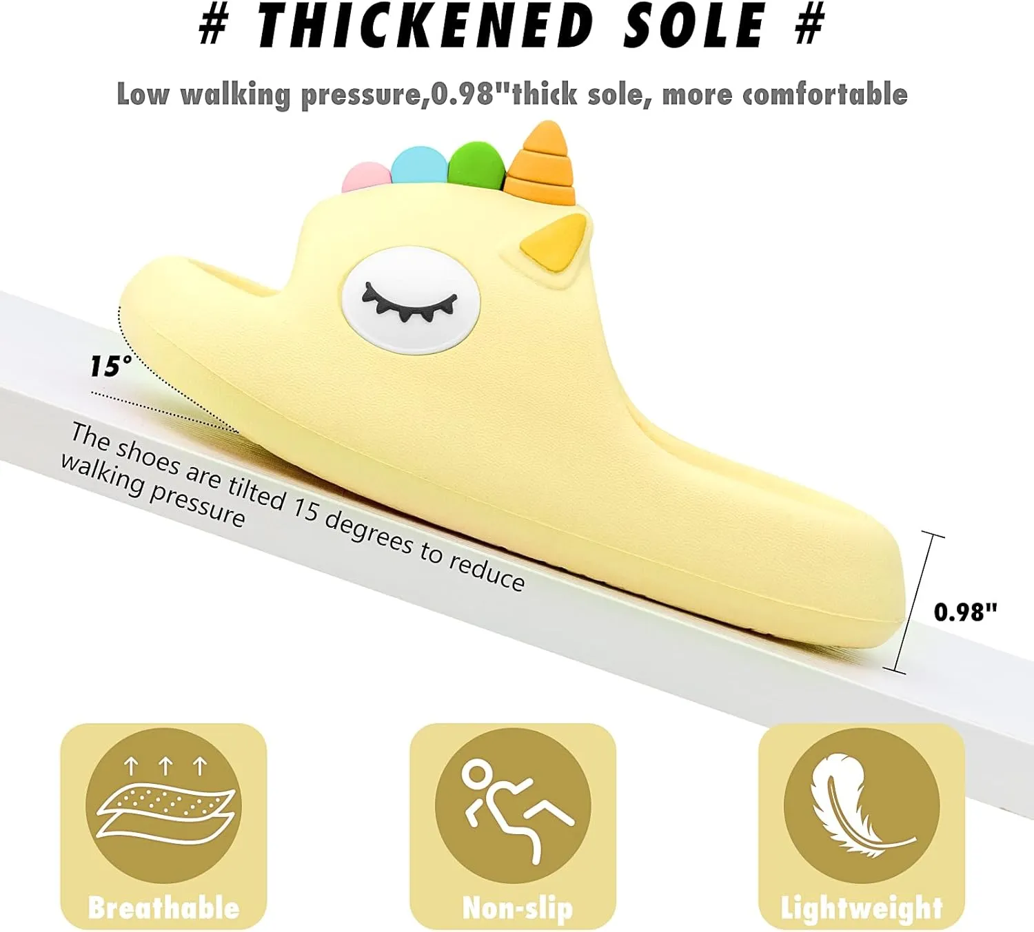 Boys Girls Cloud Unicorn Slide Sandals Non-slip Comfy Cushioned Thick Sole Shower Pool Slippers Summer Beach Water Shoes Indoor & Outdoor