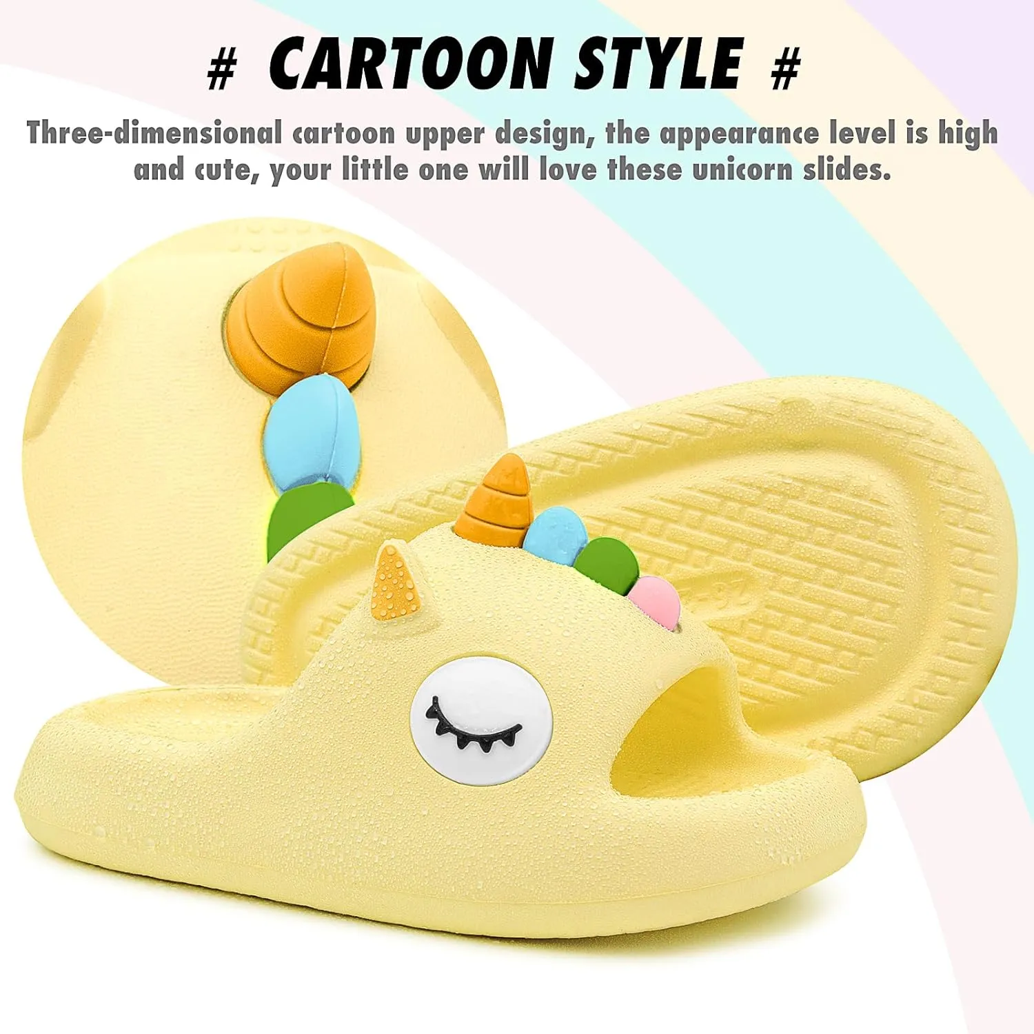 Boys Girls Cloud Unicorn Slide Sandals Non-slip Comfy Cushioned Thick Sole Shower Pool Slippers Summer Beach Water Shoes Indoor & Outdoor