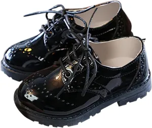Boys Girls Dress Shoes Toddler Kids School Uniform Formal Casual Oxfords for Little Kid Lace Up Faux Leather Shoes