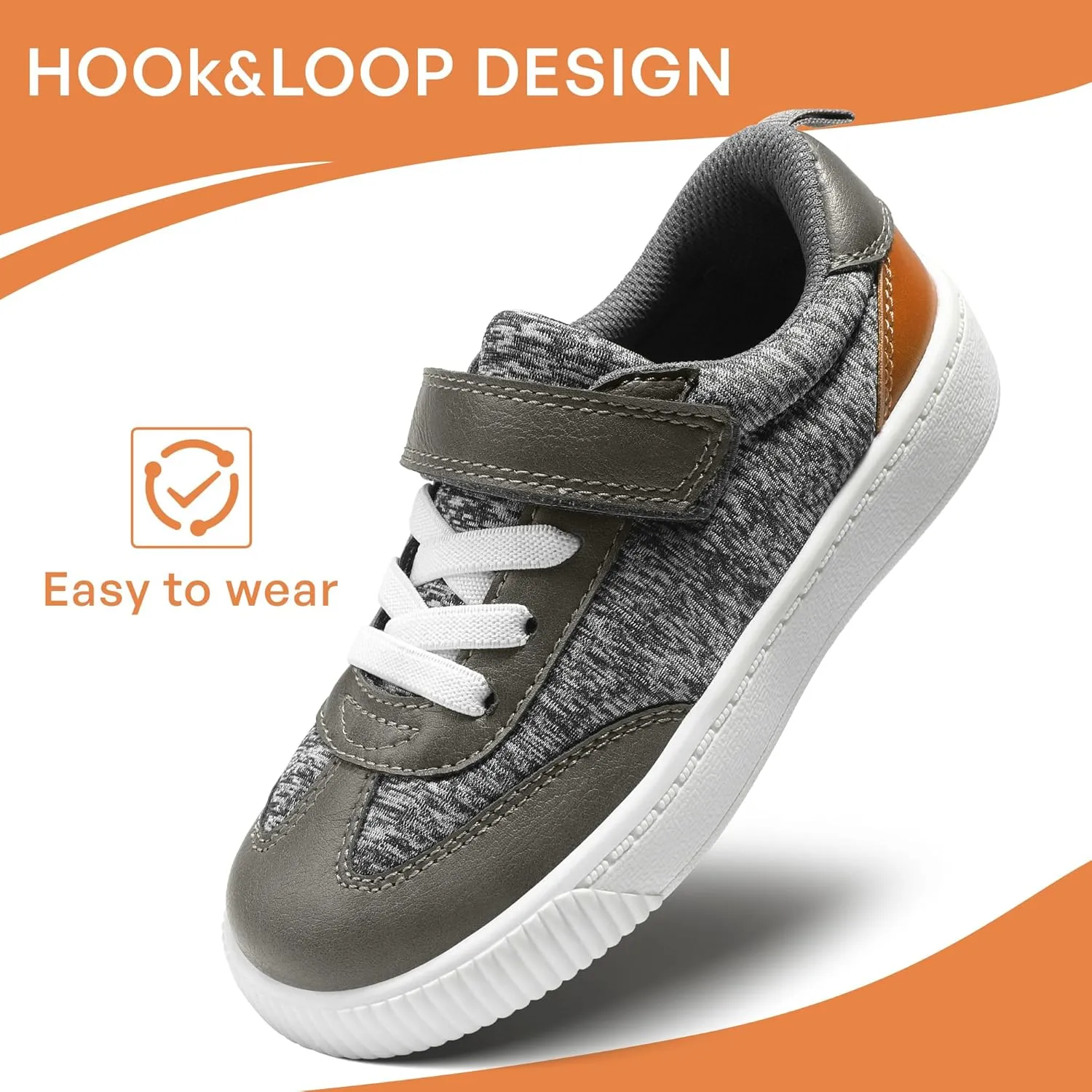 Boys Sneaker Fashion Lace Up Lightweight Fashion Sneakers Breathable Color Block Hook and Loop Little/Big Kids Shoes