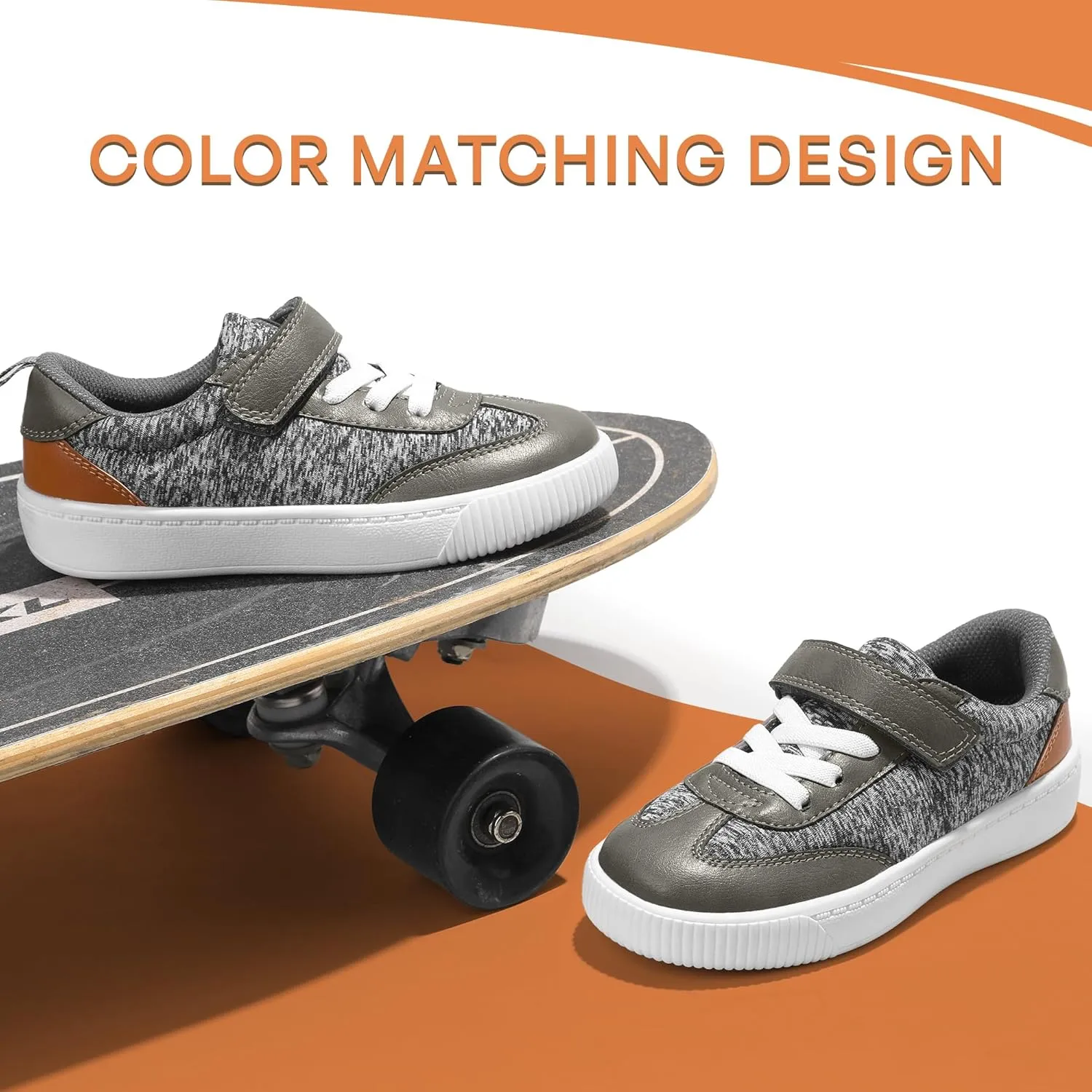 Boys Sneaker Fashion Lace Up Lightweight Fashion Sneakers Breathable Color Block Hook and Loop Little/Big Kids Shoes